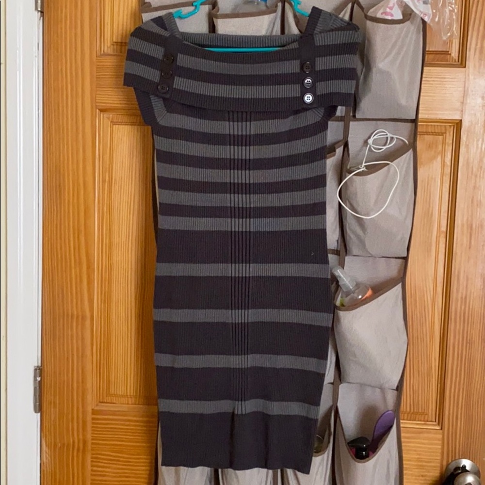Grey striped sweater dress